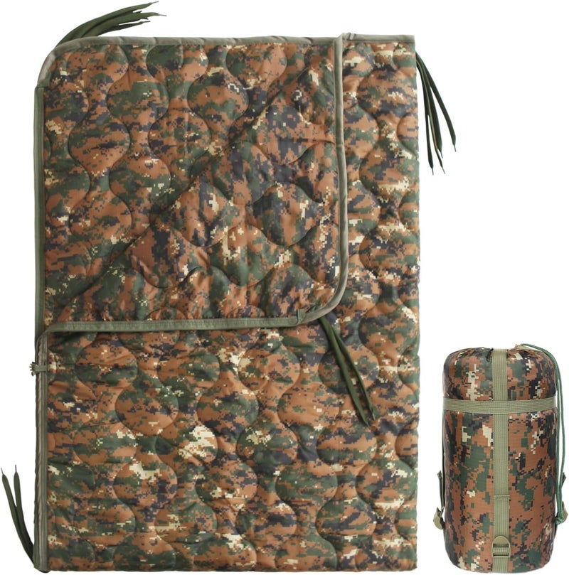 GHILEO Camo Poncho Liner, Army Blanket, Military Sleeping Bag, with A Compression Carrying Bag, for Traveling, Hiking, Camping, Outdoor Survival, Car Blanket - Image 1